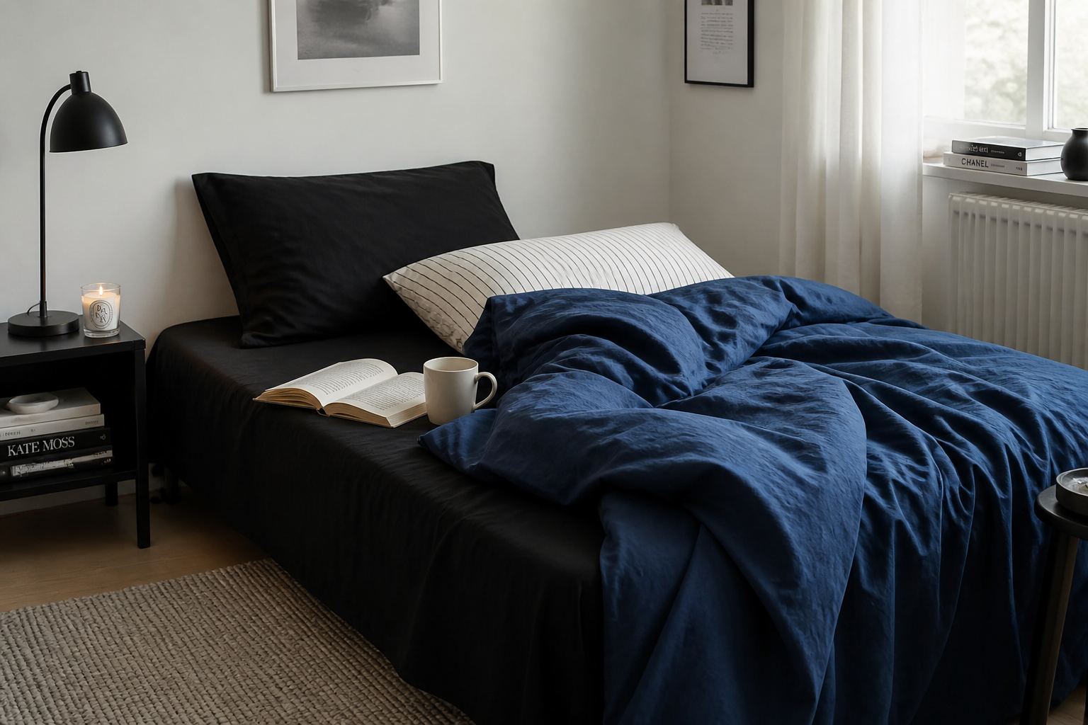 Juego de ropa de cama azul vintage